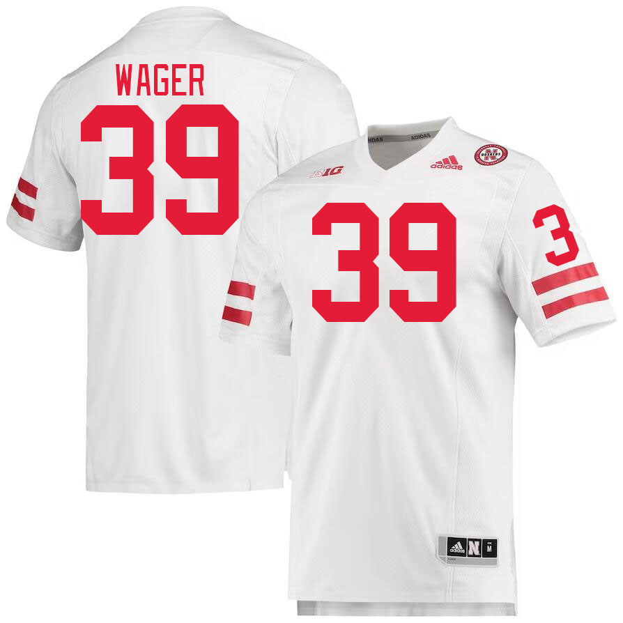 Men #39 Gage Wager Nebraska Cornhuskers College Football Jerseys Stitched Sale-White